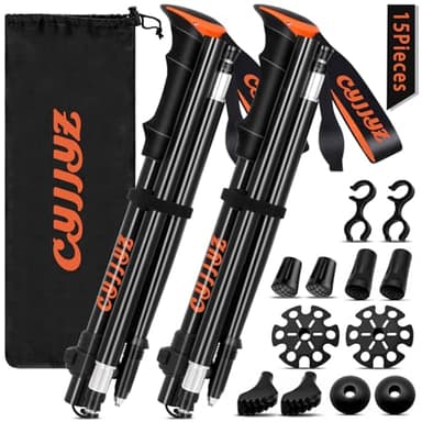CYJJYZ 2Pcs Bastoni Trekking Pieghevoli, Bastoncini Trekking in 7075 Alluminio, Bastoncini da Trekking, Bastoni da Trekking Nordic, Bastone da Trekking, 108-135 cm Regolabile, per Escursionismo