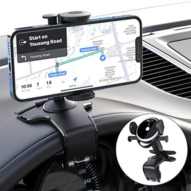 Liamostee Porta Cellulare da Auto,360 Gradi di Rotazione Supporto Cellulare Auto,Universale Porta Cellulare Auto con Clip a Molla, Supporto Telefono Auto Compatibile con TUTTI I TELEFONI(NEW BLACK)