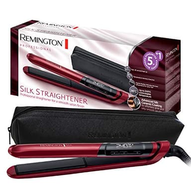 Remington Piastra per Capelli Silk - Rivestimento Ceramico a Doppio strato con Proteine ​​della Seta per capelli Lisci e Lucenti - Display LCD, 150-235°C, max 30 secondi 240°C, Piastra Capelli S9600