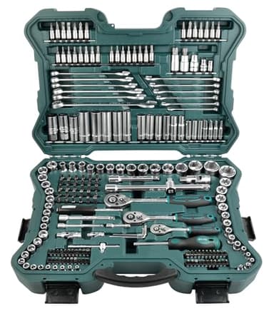 Mannesmann M98430 - Custodia con chiavi a bussola e altri strumenti (215 pezzi, dimensioni: 12x36x51 cm)