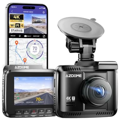 AZDOME Telecamera per Auto 4K GPS WiFi Dash Cam Auto con Super Visione Notturna, WDR, Sensore G, Grandangolo 170°, Registrazione in Loop, 24H Monitoraggio Parcheggi, Rilevatore Movimento(GS63H)