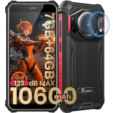 FOSSiBOT F101P Android 13 Smartphone robusto, 7GB+64GB /1TB Telefono di chiamata robusto 10600mAh Telefono sbloccato 123dB Telefono volume forte 5.4 pollici 24MP+8MP Fotocamera Smartphone impermeabile