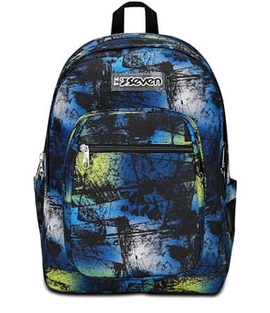 Seven Zaino Scuola Freethink, Blu Giallo, Boy, Zaino Doppio Scomparto Con Supporto USB, Tasca Porta PC o Tablet e Tasca Porta Borraccia, Zaino Medie e Superiori, Bambino Ragazzo