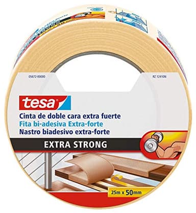 tesa® Biadesivo per pavimenti Tenuta Extra Forte, 25m x 50mm, Trasparente