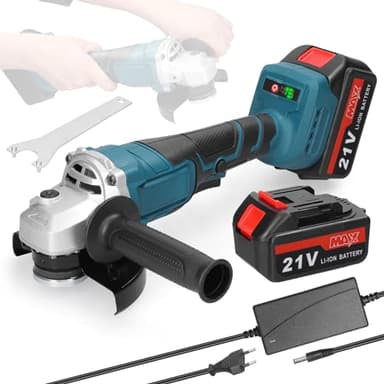 Weytoll Smerigliatrice angolare a Batteria 125 mm, smerigliatrice angolare con motore brushless 21 V con 2 batterie per tagliare lucidare piastrelle di ceramica legno pietra acciaio