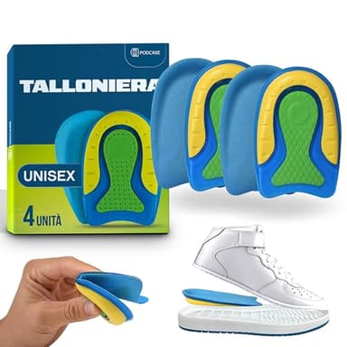 Podcase - Set di 4 Talloniere per Scarpe - Solette in Silicone per Uomo e Donna - Cuscinetti in Gel per Tallone - Unisex