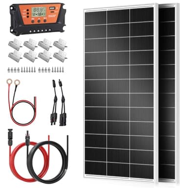 Rvpozwer Pannello solare monocristallino modulo PV 12 V, pannello solare IP68 per batterie da 12 Volt, modulo solare da 18 BB per camper, balcone, casette da giardino, barca (2 * 200w white kit)