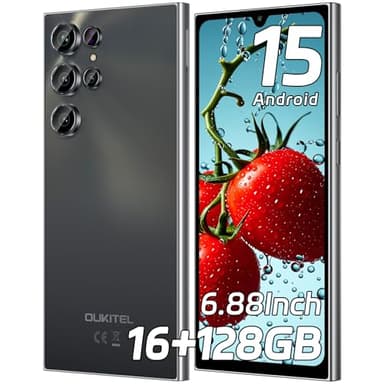 OUKITEL C61 Smartphone Android 15, 16GB+128GB/1TB Smartphone 2025, 6.88" HD+ Telefono Cellulare, 5150mAh Cellulari, 13MP+5MP Telefono Gaming, Dual SIM/Face ID/Fingerprint, Nero