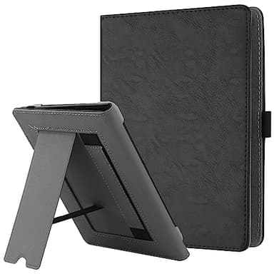 HGWALP Custodia universale per 6-7 pollici eReaders, Folio Stand Cover con cinturino compatibile con Kindle Paperwhite/Colorsoft/Kobo/Tolino/Pocketbook/Sony 6" 6.8" 7" E-Book Reader-Nero