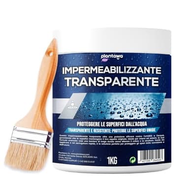 PLANTAWA Impermeabilizzante trasparente 1kg | Formato Gel | Sigillo idrorepellente terrazzi, legno, piastrelle doccia e muri | Guaina liquida impermeabilizzante | Vernice impermeabile trasparente