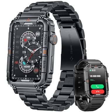 Orologio Smartwatch Uomo Fitness Orologi: 1.57" Quadrato Smart Watch con Chiamate Bluetooth Pressione Sanguigna SpO2 Monitoraggio del Sonno 107 modalità Sport Contapassi Compatibile per iOS e Android