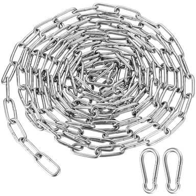 3 PZ Catena in Acciaio Inossidabile, 4 M Maglie a Catena per Carichi Pesanti, Catena di Sicurezza in Metallo, 3 mm Catene a Maglie Saldate per Recinzione Cancello Porta Bici Altalena Bicicletta
