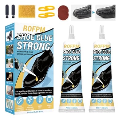 2PCS Colla Per Scarpe Suola, Professionale, Adesivo Forte Potente Per Scarpe Di Gomma, Trasparente, Mastice Per Scarpe, Rapido Impermeabile e Non Indurente, Riparazioni Stivali, Ginnastica, Pelle