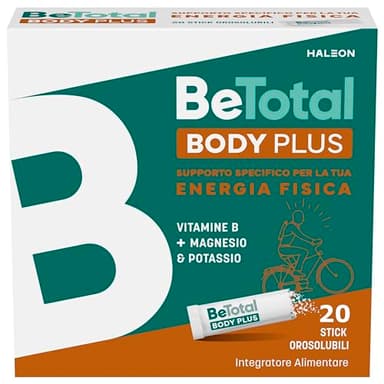 Be-Total Body Plus, Integratore Alimentare a base di vitamine del gruppo B, con Magnesio e Potassio contro stanchezza e debolezza muscolare, 20 Bustine
