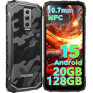 DOOGEE Blade 10 Android 15 Rugged Smartphone, 20GB RAM +128GB ROM/2TB Telefono Indistruttibile, 6.56" HD+ 90Hz IPS, 10.7mm Ultra-thin, Octa Core, 16MP+8MP, NFC/Widevine L1/IP68/IP69K/GPS/Face ID