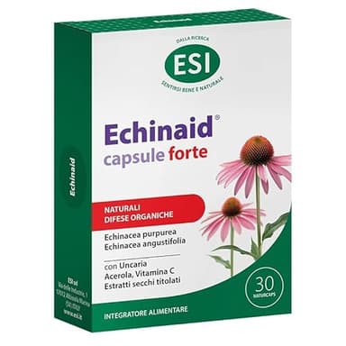 ESI - Echinaid Forte, Integratore Alimentare con Echinacea, Vitamina C e Acerola, Favorisce le Difese Immunitarie Contro Malanni Tipici della Stagione Invernale, Senza Glutine e Vegan, 30 Naturcaps