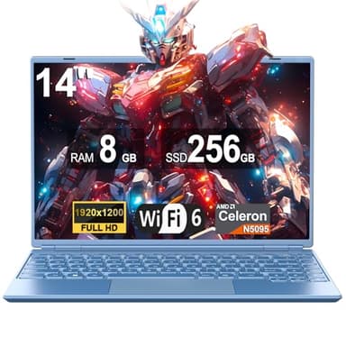NOTODD PC Portatile Win 11 14 Pollici Notebook Celeron N5095 (2.9 GHz), Laptop 256GB SSD 1TB Estensioni丨Dual WIFI丨Ventola Raffreddamento Schermo丨1920 * 1200-Blu