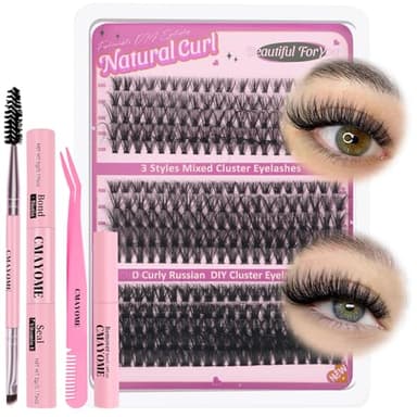 OWill Ciglia finte ciuffetti 300Pcs,Kit ciglia extension D Curl 10-18mm,Set ciglia finte 30D+40D+50D extension fai da te,Lash extension kit con colla e dispositivo di rimozione