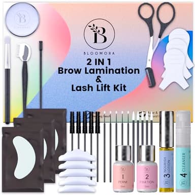 Laminazione Ciglia Kit Completo, Kit per laminazione sopracciglia, Soluzione 2 in 1, delle Sopracciglia a Casa, Durata 6-8 Settimane, 15 Applicazioni, DIY Lash Lift - BLK3