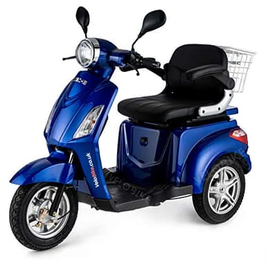 VELECO ZT15 - Scooter Disabili a 3 ruote - Completamente assemblato e pronto all'uso - Freno elettromagnetico automatico - Tachimetro a LED(BLU)