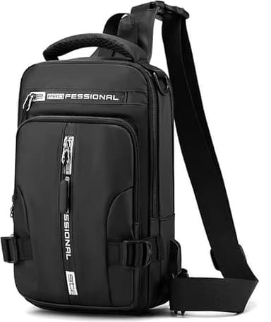 Mixroom - Zaino Borsa Monospalla Uomo Porta Tablet Zainetto Borsello a Tracolla Regolabile Con Attaco USB Z20 Nero