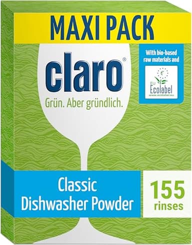 claro Classic Eco - Polvere per lavastoviglie, 2,8 kg, senza fosfati, ecologico e vegano, 155 lavaggi