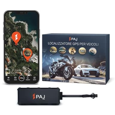 PAJ VEHICLE Finder 4G MINI, Localizzatore GPS per Moto e Veicoli - Connessione Diretta 9-75 V, Localizzazione Live Tramite App, Notifiche di Allarme, Impermeabile agli Schizzi
