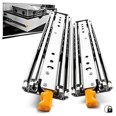 AOLISHENG 450mm guide per cassetti pesanti con serratura, capacità di carico 220kg, guide cassetto pesante estrazione totale, cursori a sfera, montaggio laterale, 1 paio