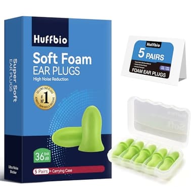 HUFFBIO Schiuma Adaptive Tappi Orecchie Dormire - Lab-Test 36dB SNR, SGS Ipoallergenici e Pelle Sicura, Ergonomia Bassa Pressione | 5 Paia, Ideali Per Laterali E Sonno Leggero