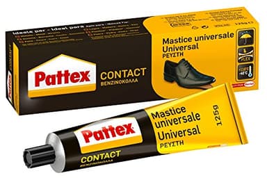 Pattex Mastice Universale, Adesivo a Contatto Universale, Forte Presa Iniziale, Per Incollaggio Di Gomma, Cuoio, Moquettes, Feltro, Sughero Rapido, Non Macchia, 125g