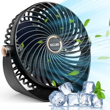 KICLBD Ventilatore da Tavolo, Ventilatore da Tavolo con Flusso d'Aria Forte a 5 Velocità,Testa Girevole a 360° Ventola di Raffreddamento con Portatile e Ultra Silenziosa per Scrivania, Ufficio, Casa.