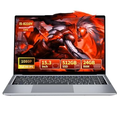 Moacreto Portatile PC Core i5-8210Y CPU Notebook 24 GB RAM 512 GB SSD, display FHD 1920x1200 da 15,3 pollici, Computer portatile con Type-C, USB 3.0, HDMI, BT5.0, Wi-Fi 5 Laptop