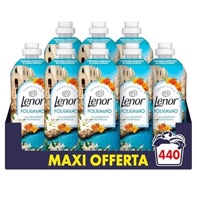 Lenor Ammorbidente Concentrato Essenze d’Italia, 440 Lavaggi (8x55), Polignano, Note di Lillà e Calendula, Profumo autentico di lunga durata