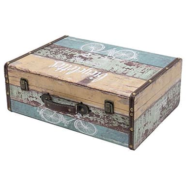 HMF VKO106 Valigia in Legno Vintage | 44 x 32 x 16 cm | Grande | Bicicletta