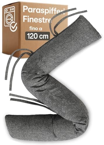 Praknu Paraspifferi Isolante per Porte e Finestre fino a 120 cm - Lavabile - Risparmio Energetico - Extra Lungo e Pesante - Grigio