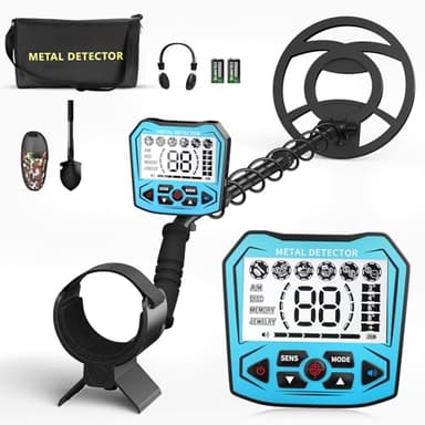 HIUYRFS Metal Detector ad Alta Precisione, Lunghezza Regolabile 113 cm - 141 cm, 5 Modalità, Metal Detector Professionale con Schermo LCD, Bobina di Ricerca Impermeabile IP68 per Adulti & Bambini