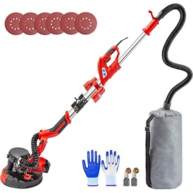 VEVOR 850 W Levigatrice a Muro, Lucidatrice per Lavori a Secco, Levigatrice Telescopica per Pareti e Soffitti, Levigatrice a Giraffa, Ideale per Levigare Soffitti e Pareti, Rosso