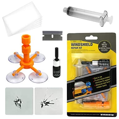 Kit Riparazione Parabrezza Auto,Kit Riparazione Vetro Auto con Riparazione Resina e Siringhe a Pressione,Kit Riparazione Parabrezza per Riparare Le Incrinature, Scheggiature, Fessure e Graffi