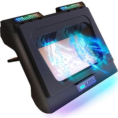 KLIM Everest Base Raffreddamento PC Portatile | Nuova | Supporto PC Portatile con Ventola Turbo (4300 RPM) | Guarnizione in Foam per Massime Prestazioni | Evita Il Surriscaldamento | da 15 a 17"