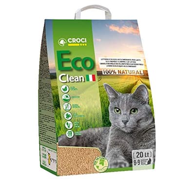 Croci Lettiera Eco Clean 20 L - Lettiera Gatti agglomerante, Biodegradabile si getta nel WC, 100% vegetale, Sabbia Antiodore di lunga durata
