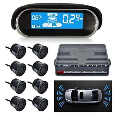 MASO Sensore di parcheggio auto Dual-core anteriore e posteriore Sistema radar retromarcia Kit display LCD N8P4L Quattro Voci commutabile con 8 sensori neri