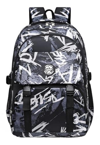 SellerFun Zaino da scuola superiore da uomo grande capacità zaino per ragazzi borsa per laptop scuola media, Nero , 36 Liters