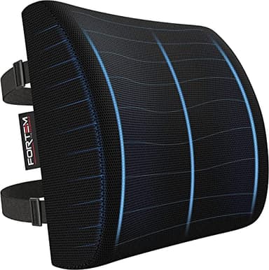 FORTEM Cuscino Lombare Sedia Ufficio, Cuscino Lombare Auto, Supporto Schiena Sedia Gaming, Cuscino Ergonomico, Cuscino in Memory Foam, Cuscino per Sedia da Scrivania, Fodera Traspirante e Lavabile