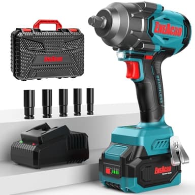 ENEACRO Avvitatore a Impulsi Senza Fili 20V, Coppia Elevata 1/2 Pollice 1000 N.m, Avvitatore Brushless con 3 Modalità di Velocità, Luce LED, Batteria da 4000mAh Caricatore Rapido e Accessori