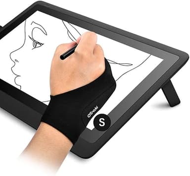 OTraki 2 PCS Guanti da Artista Drawing Glove per Tavoletta Grafica, Palma Rejection Guanto Antivegetativa per Disegnatori Artistico Antifrizione Guanti 2 Dita per Disegno Digitale Tablet (7x18.5CM)