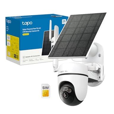 Tapo C615G KIT Telecamera Wi-Fi Esterno Senza Fili con Pannello Solare, con SIM 4G LTE, Pan/Tilt, 2K 3MP, Rilevamento AI Persone/Animali/Veicoli, Tracking 360°, Visione Notturna a Colori