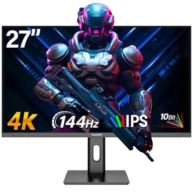 Gawfolk Gaming Monitor 27 Pollici 4k IPS, Schermo Pc 144hz Uhd 3840 X 2160p, Monitor Per Computer Per Casa E Ufficio, Hdmi, Displayport, Supporta Vesa 75 X 75 Mm