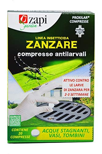 ZAPI | Zanzare Insetticida Larvicida, Insetticida in Compresse a Rilascio Immediato, Attivo per 2-3 Settimane, 20 Compresse