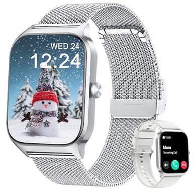 KALINCO Smartwatch Uomo Donna, 1.85” IA Orologio Pressione Sanguigna, Chiamata Bluetooth, SpO2, Frequenza cardiaca, Stress, Sonno, Orologio Mondiale, 100+ Sports Watch, Regalo Android iOS