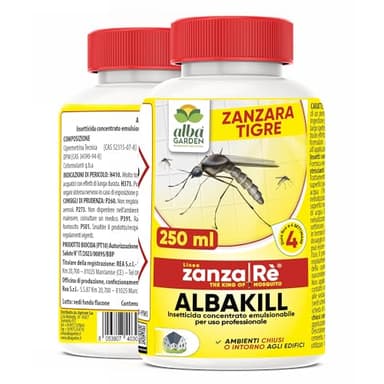 Albagarden - Insetticida Antizanzare Giardino Concentrato - Insetticida per Esterno E Interno contro Zanzare Comune e Zanzara Tigre - Barriera Anti Zanzare x 250 ml